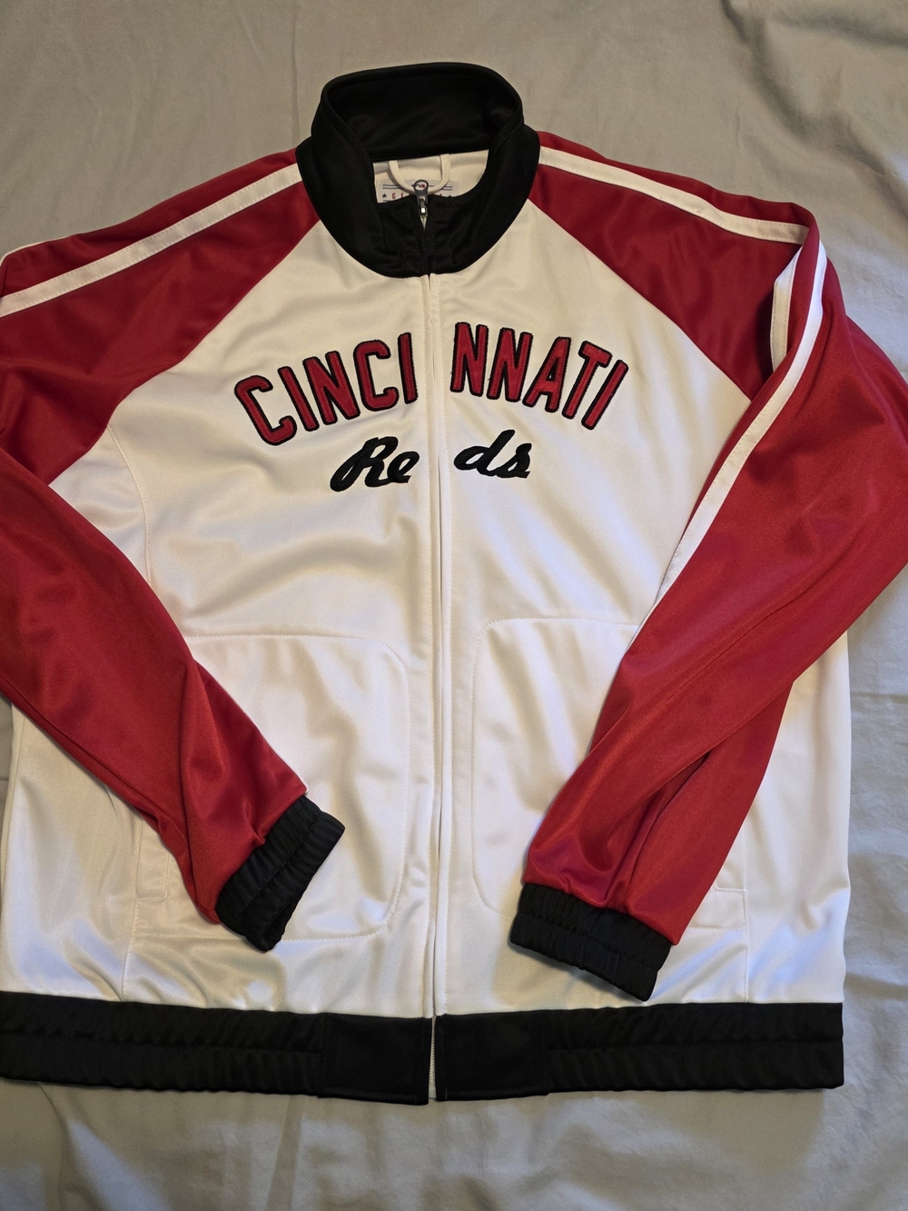 Genuine Merchandise Red White and Black Cincinnati Varsity Bomber Jacket
